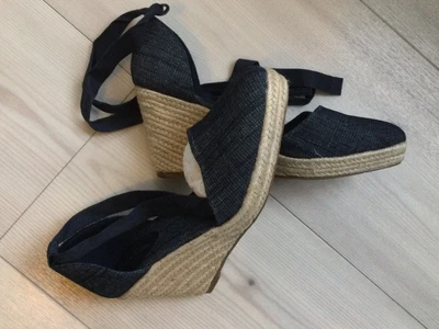 £18 • Buy New Next Forever Comfort Cross Navy Denim Wedge Sandals Espadrilles￼ Size 8 42