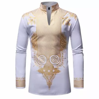 £20.29 • Buy Shirt Tops Africani Summer African Hippie Tribal Dashiki Tribal Dashiki Men’S