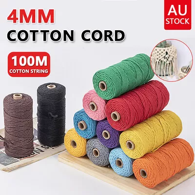 4mm Natural Cotton Twisted Cord Craft Macrame Artisan Rope Weaving Wire 100m AU • $11.88