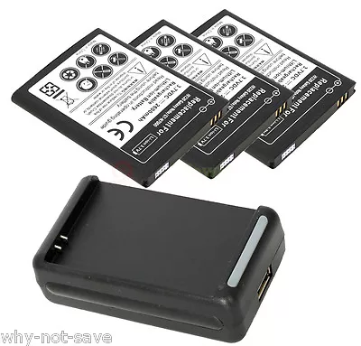 3 Replacement Battery And Wall Charger For Samsung Galaxy Note GT-N7000 SGH-I717 • $36.83