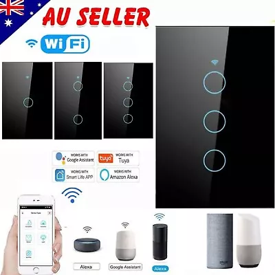 WiFi Switch Light Smart Home Voice Control Touch RF Wall Panel 3 Gang For Alexa • $29.99