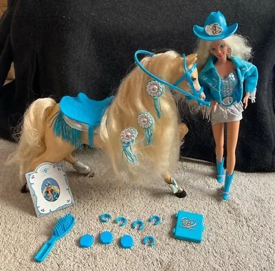 Western Stampin' Barbie With Western Star Horse Pre-owned • $48.11