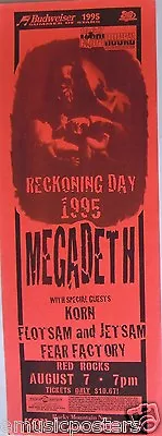 Megadeth / Korn / Fear Factory  Reckoning Day 1995 Tour  Denver Concert Poster • $31.07