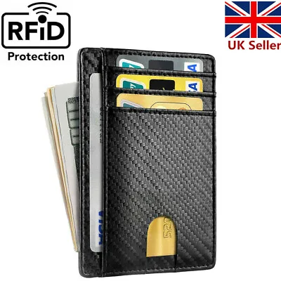 £5.12 • Buy Men Anti-scan Leather Slim ID Credit Card Holder RFID Blocking Thin Small Wallet
