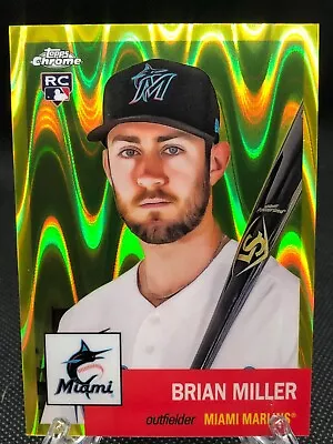 Brian Miller 2022 Topps Chrome Platinum**yellow Raywave**#286 068/250 Marlins • $2