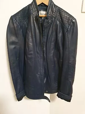 Heine Womens Dark Blue Geniune Leather Jacket Size 36 8/Small • $24.99