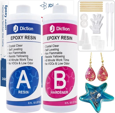 £15.35 • Buy JDiction Epoxy Resin - 16 Oz. Art Resin, Crystal Clear Resin Kit, Epoxy Casting