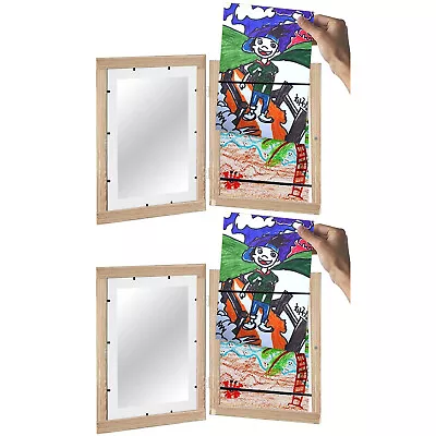 2pcs A4 Wooden Fillable Picture Frame Front Opening Hinged Photo Frames For Kids • $19.31