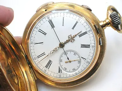 C. 1890 18k Gold Equestrian Quarter Repeater/chronograph - 52.7 Mm 109.5 Grams • $3950