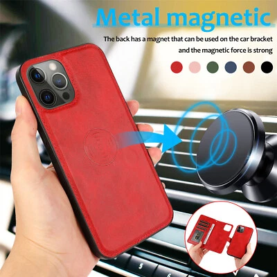 $18.68 • Buy For IPhone 14 Pro Max 13 12 11 876+ XR Stand Leather Wallet Flip Detachable Case