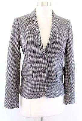 J Crew Factory Houndstooth Schoolboy Blazer Suit Jacket Size 0 Gray Brown Wool • $49.99