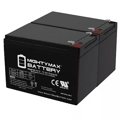 Mighty Max 12V 15AH F2 Replacement Battery For GoGo Scooter - 2 Pack • $69.99