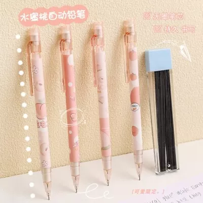6x Cute Mechanical Pencils Peach Automatic Mechanical Pencils Stationery • $9.59