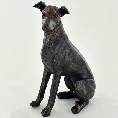 £19.95 • Buy Large Greyhound Dog Sitting Painted Bronze Resin Sculpture Gift Whippet 39419