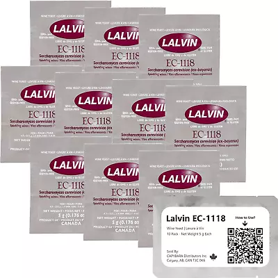 Lalvin EC-1118 Wine Yeast 10 Pack - Champagne Yeast - Make Wine Cider Mead At - • £14.69