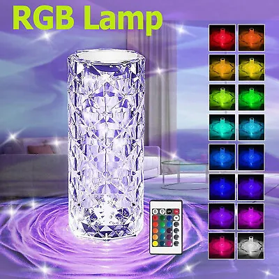 $6.99 • Buy LED Crystal Table Lamp Diamond Rose Night Light Touch Atmosphere Bedside Bar USA