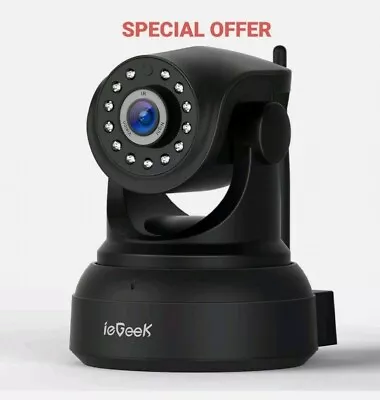 IeGeek Wireless Plug & Play WiFi Home IP Camera Pan Tilt 720P HD Night Vision • £19.95