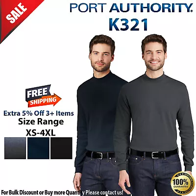 Port Authority K321 Mens Long Sleeve Interlock Knit Mock Turtle Neck T-Shirt • $22.84