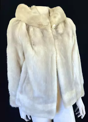 Beige MINK Fur Coat Blonde '60s Vintage Jacket Ivory Bridal Bolero Cape White • $346.50