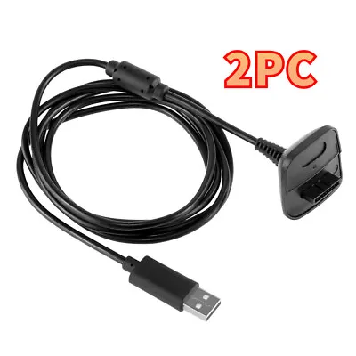 2x For Xbox 360 Black Wireless Controller USB Charging Cable Replacement Charger • $10.98