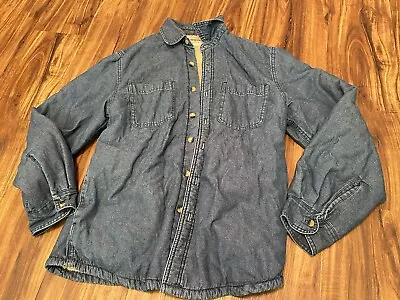 Wrangler Sherpa Lined Denim Shirt Jacket Blue Men's Small • $15