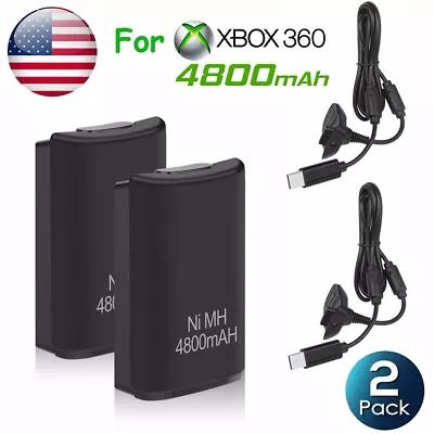 2PCS Battery Pack For Xbox 360 Remote Controller Ni-MH Rechargeable Battery USB • $12.89