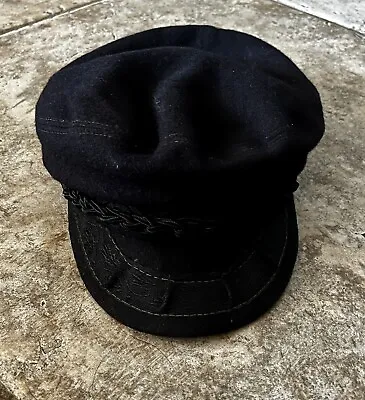 Vintage Authentic Greek Fisherman's Black Wool Cap Hat • $26.13