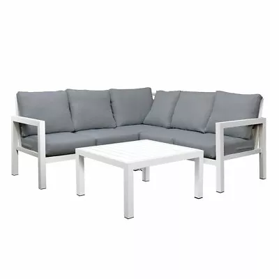$899.99 • Buy New White Outdoor Aluminium Sofa Lounge Setting Furniture Set Arms Chairs Tab