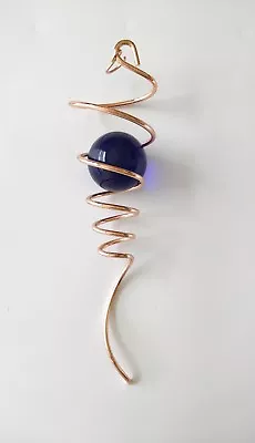 30cm COPPER Spiral Tail Wind Spinner HOME DECOR/GARDEN With Blue Ball • $26.80