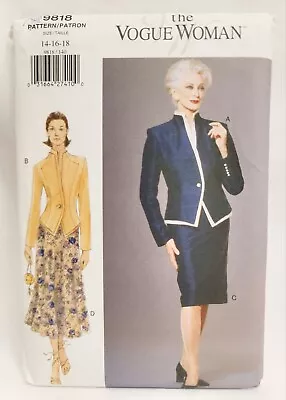 Vintage Vogue Pattern 9818 Misses/Petite Top Skirt Suit 90's 14-16-18  • $5