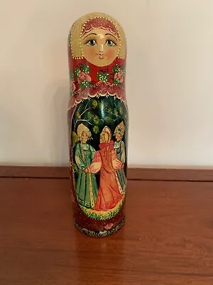 Russian Wooden Matryoshka Doll Hand Painted Wine /Vodka Bottle Holder-13  Tall • $18