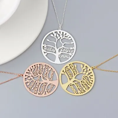 Personalized Family Tree Necklace Engraved Custom Name Gift For Women Mother Mom • $39.99