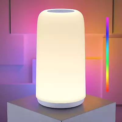 Touch Bedside Table Lamp [Sleek Design & RGB Mode] 3 Way Dimmable Small Lamp Fo • $21.09