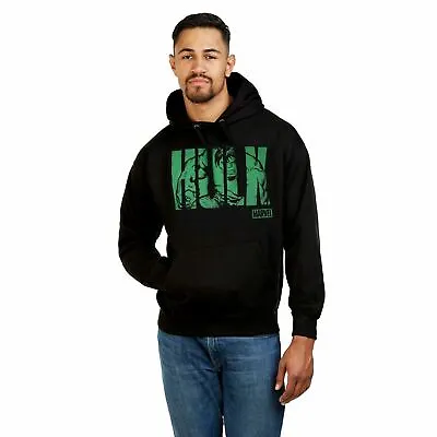 Official Marvel Mens Hulk Text Pullover Hood Black S - XXL • £24.99