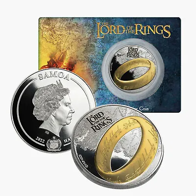 Lord Of The Rings Base Metal Silver And Gold Plated Coin 2022 Half Dollar Samoa • £22.99