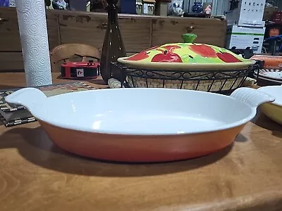 Vintage Le Creuset Cast Iron Enamel #28 Flame Oval Casserole Baking Dish France • £38.61