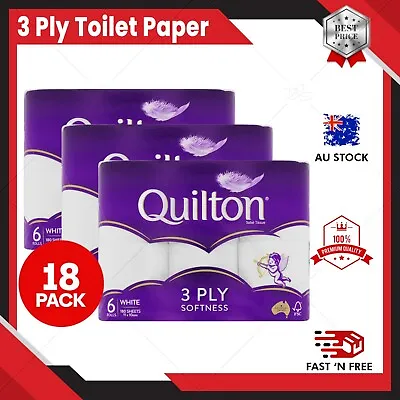$19.99 • Buy 18x Quilton Toilet Paper Tissue Rolls Thick Soft Absorbent 3-Ply 180 Sheets