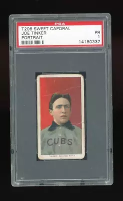 T206  Joe Tinker  Portrait  PSA 1  Sweet Caporal • $429