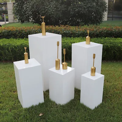 5pcs White Plinth Cylinder Dessert Pedestal Wedding Cake Flower Display Stand • £139.95