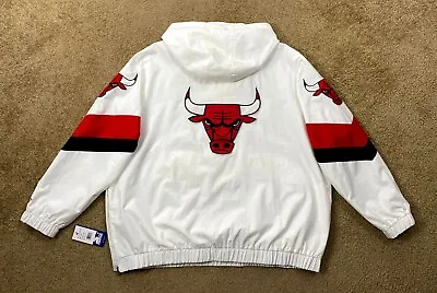 Bulls Jacket Chicago Bulls Starter Hooded Half Zip Pullover Spring WHITE 4X • $145
