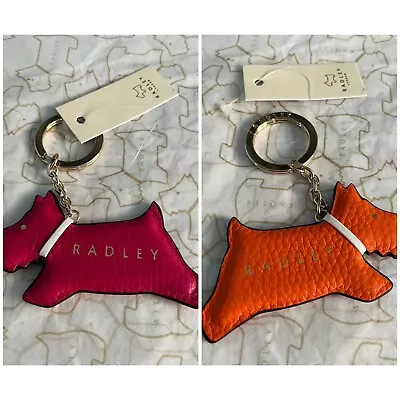 Radley London Double Trouble Keyring - Leather Pink & Orange BNWT • £12.99