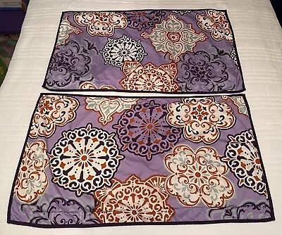 Dwell Studio For Target King Sham Pair Of 2 Purple & Orange Medallion Geometric • $13.95