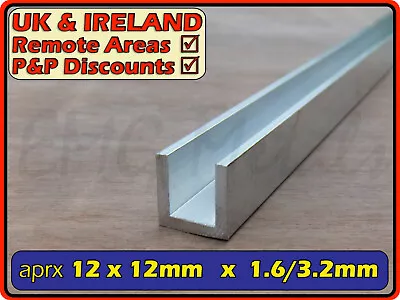Aluminium Channel Section  12.7mm OD  6mm 9.5mm  Gap C U Alloy Profile Glazing • £12.95