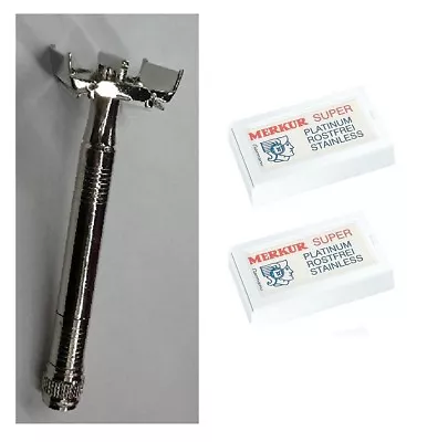 Double Edge Razor + Merkur Double Edge Blades 10 Ct. (2 Pk) + Eyebrow Trimmer • $23.99