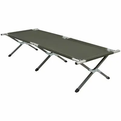 Highlander Aluminium Military Army Camping Festival Folding Camp Bed Olive • £64.95