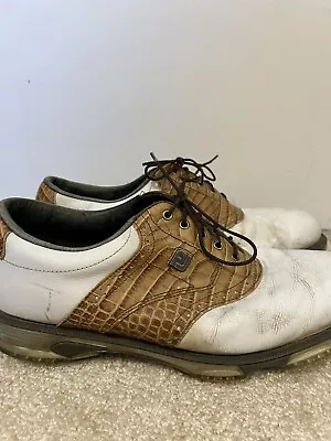 Vtg Footjoy DryJoys White/Alligator Brown Golf Shoes Size US 13 Opti Flex 2 • $15.99