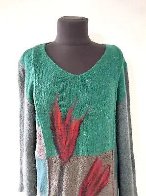 Zuza Bart Floral Knit Sweater Tunic Size M • £28.91
