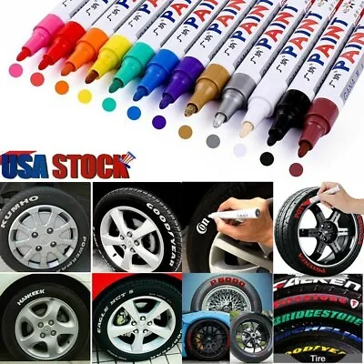 12Pcs Waterproof Permanent Paint Marker Pen For Car Tyre Tire Tread Rubber Metal • $9.95