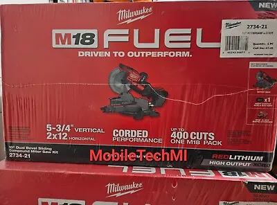 Milwaukee 2734-21 M18 FUEL 10  Dual Bevel Sliding Compound Miter Saw Kit 18V NIB • $699