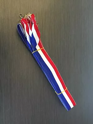 10x Quality REDWHITE & BLUE Medal Ribbons Lanyards With Gold Clips. 22mm Wide • £6.95